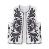 Atacado Transfronteiriço Primavera 2024 Novo Moda Europeia e Americana Versátil Estilo Étnico Cardigan com Bordado de Cor Contrastante Colete para Mulheres