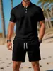 Conjunto de Dos Piezas Casual Versátil de Verano para Hombre Estilo Nuevo Europeo y Americano 2025 Moda Camisa Polo y Shorts Tendencia Transfronteriza