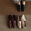 Zapatos casuales retro estilo francés para todas las estaciones, zapatos planos tipo abuela de comercio exterior transfronterizo, zapatos slip-on versátiles de cuero genuino para mujer de talla grande