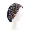 Nuevo Estilo Sombrero Pañuelo de Cabeza Brillante de Seda con Perlas Pañuelo de Cabeza Étnico Hui Sombrero Turbante para Cabello Negro Africano Jdt-501A