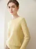 Suéter de cashmere 100% puro espessado para mulheres, gola redonda, trança, manga longa, pulôver, malha macia e aconchegante para outono e inverno, adequado para o trabalho
