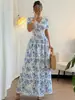 Vestido de Verão 2026 Europeu e Americano Transfronteiriço Feminino com Estampa V-neck Temperamento