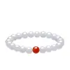 Pulsera de Ágata Blanca Natural, Cuentas de Ágata Roja Natural, Pulsera de Diseño Redonda de Ágata Roja al por Mayor