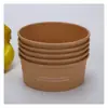 Tazón de Papel Desechable Engrosado, Cubeta de Sopa de Papel Kraft, Taza de Sopa, Cubeta Comercial para Avena con Tapa, Caja de Empaque para Comida para Llevar