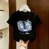 Camiseta de Manga Corta Versátil Estilo Coreano para Niños Talla Mediana-Grande Suelta de Verano Camiseta de Manga Corta de Algodón Puro con Estampado de Letras para Niñas de Moda
