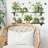 Pegatinas de pared autoadhesivas de plantas en maceta estilo pastoral fresco plantas verdes diseño de pared de fondo del hogar pegatinas decorativas BR0602H