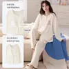 Pijama de algodón para mujer de primavera y otoño con mangas largas y sujetador incorporado, con un lindo diseño de dibujos animados, cuello redondo, y se puede usar como ropa de estar o ropa exterior