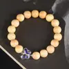 Pulsera de Madera de Boj 1.0 cm Pulsera de Círculo Único Accesorios DIY Envuelto Alrededor del Dedo Pulsera de Hilo de Madera Blanda Cuentas de Rosario para Jugar con Cuentas Budistas