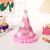 Sombrero de pastel de cumpleaños bola de pelo adulto niños Fiesta de cumpleaños de bebé sombrero plegable simple bronceado sombrero de pastel al por mayor
