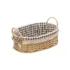 Cesta de Almacenamiento Tejida Cesta de Almacenamiento para Snacks Cesta de Paja Hecha a Mano Caja de Almacenamiento para Artículos Varios Llaves Control Remoto Caja de Almacenamiento de Tela