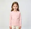 Camiseta Básica de Color Sólido con Cuello Redondo y Mangas Largas para Niñas, Camiseta de Capa Básica para Primavera y Otoño, Ropa de Otoño para Bebés, Ropa Infantil Multicolores