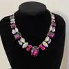 Collar Europeo y Americano Exagerado Elegante de Diamante Completo Piedras Preciosas Coloridas Moda Banquete Collar Súper Brillante Lujo Accesible Accesorios de Estrella Femenina