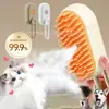 Escova Massageadora Spray para Pet Gato Cachorro 3 em 1 Spray de Vapor com Um Botão Dobrável Rotativa Escova Removedora de Pelos Flutuantes Pente