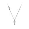 Collar Nalan de plata s925 para mujer, estilo coreano, con temperamento, con cruz de diamantes, cadena de clavícula sencilla a la moda D5628