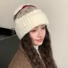 Gorro tejido estilo coreano con cabeza de perro, lindo gorro de lana, nuevo gorro tejido grueso de otoño/invierno, gorro a prueba de viento, gorro cálido para clima frío