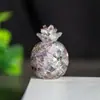 Adornos de Piña Dorada de Resina Rellena de Cristal Natural Mascota Fresca y Linda Decoraciones de Escritorio de Escritorio