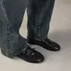 Zapatos Planos de Piel de Oveja Cómodos para el Trayecto Diario con Lazo Redondos 2026 Otoño Sueltos Punta Redonda Grande Piel Genuina Corte Profundo para Mujer