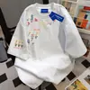 Camiseta de Verano Nueva de Manga Corta para Mujer con Estampado Floral de Letras Divertido y Elegante, Marca de Moda, Corte Holgado, Top Estilo Universitario