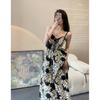 Vestido de Verano Nuevo para Mujer Petite de Estilo Francés Dulce Floral Juvenil Fresco Ceñido a la Cintura para la Hora del Té con Tirantes Espagueti