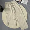 Calça Casual de Cânhamo Estilo Novo Primavera e Verão, Calça Harem Retrô Artística, Calça de Cintura Alta Elástica de Perna Larga Solta e Respirável