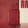 Maleta de Equipaje, Maleta Roja, Maleta con Ruedas, Maleta de Cuero para Mujer, Maleta de Boda, Maleta de Dote Nupcial, Maleta de Viaje, Maleta de Dote