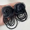Brincos de Rede com Flor de Rosa Estilo Europeu e Americano Transfronteiriço Yongge Jewelry Estilo Coreano Brincos Longos com Franjas Suaves para Férias