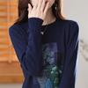 Suéter de punto con cuello redondo estampado para mujer, nuevo retro 2022 otoño e invierno, color de contraste, talla grande, suéter de algodón para mujer, venta al por mayor, generación