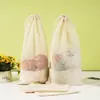 Bolsa de Lienzo Bolsa de Algodón con Cordón Bolsa Estampada con Logo Personalizado Bolsa de Malla de Algodón con Cordón Bolsa Hueca de Almacenamiento Venta al por Mayor Transfronteriza