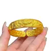 Pulsera Ancha para Mujer, Lujo Ligero y Sensación de Alta Gama, Pulsera Grabada con Flor de Peonía, Pulsera Sólida de Flor Retro