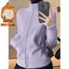 Chamarra de Yoga con Forro de Polar Otoño Invierno Cuello Alto Cremallera Ropa de Fitness Adelgazante Calidez Top Deportivo Manga Larga Chamarra de Running