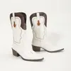 Botas Martin para Mujer 2026 Otoño Nuevo Estilo Punta Puntiaguda Bordadas Bloques de Color Tacón Grueso Medio Botines Cortos Zr Botas Vaqueras Occidentales Transfronterizas