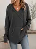 Moda Casual Amazon 2026 Grade Estação Independente Waffle Annou Roupas Femininas Europeu e Americano Moletom com Capuz Cordão Outono