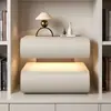 Mesa de Cabeceira Flutuante com Duas Gavetas Cor de Noz Design Moderno Minimalista Sem Puxadores Armário de Armazenamento ao Lado da Cama