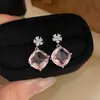 Aretes Colgantes Anillo Collar Set Flor Rombo Circonia Súper Brillantes Estilo Coreano Accesorios Exquisitos de Lujo Ligero Alta Gama para Mujeres