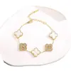 Pulsera de Trébol de Cuatro Hojas Más Vendida en Comercio Electrónico Transfronterizo, Acero de Titanio con Incrustación de Diamantes de 18K, Lujo Ligero, Sensación de Alta Gama, Sencilla, Moderna, Versátil