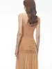 Amazon 2026 Vestido de tirantes finos estilo europeo y americano con adornos de hebilla metálica, malla plisada densa, transparente, con falda amplia