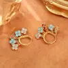 Brincos de Franja de Trevo de Quatro Folhas Coloridos, High-End, Elegantes e Personalizados, Brincos Dopamina, Design de Nicho, Brincos de Coração para Mulheres