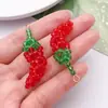 Frutas artificiais frescas coloridas cereja de cristal uva DIY brincos tecidos com miçangas, colares, acessórios de chave