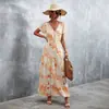 Vestido Largo Estampado de Manga Larga con Cuello en V, Botones y Lazo en la Cintura para Mujer, Superventas Primavera/Verano 2026 Amazon Ebay Sitio Independiente