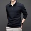 Camiseta de manga larga con cuello alto para hombre de otoño e invierno POLO Sugiyama nuevo suéter de media cremallera para hombre camisa de hombre