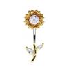 Anillo de Ombligo Flor de Girasol Gabby Botón de Ombligo Flor Pequeña Clavo de Ombligo Crecimiento Hacia el Sol Adorno de Ombligo Perforación de Planta Joyería Fábrica Personalizada