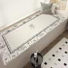 Alfombra de terciopelo de cristal para habitación infantil con diseño de celosía en blanco y negro, manta para mesita de noche, resistente a la suciedad, antideslizante, para sofá, mesa de centro y suelo