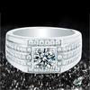 Kuaishou Douyin Suministro en Vivo Anillo Dominante de Caballero Moissanita Imitación Tres Filas de Diamantes 2 Quilates Elegante Moderno Anillo de Diamante para Hombre