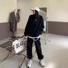 Conjunto Esportivo Transfronteiriço Estilo Europeu e Americano para Mulheres Primavera e Outono Novo Moletom Solto Roupas de Corrida Calças Casuais da Moda Conjunto de Duas Peças