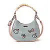 Bolsa de Mezclilla para Mujer con Lazo de Dibujos Animados Nueva Moda Gato Bordado Mini Portátil Cruzado Billetera para Monedas Infantil