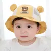 Chapéu de Pescador de Verão Infantil Fofo com Orelhas de Urso, Proteção Solar, Chapéu Bucket de Malha Respirável, Chapéu de Viagem para Meninos e Meninas