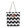 Bolsa de Lona para Mujer de Estilo Nuevo Transfronteriza, Simple, Gran Capacidad, Moderna, Casual, Bolso de Hombro Rayado, Bolso de Mano para Compras, Bolsa para Mamá