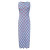 Vestido Midi Plissado Estilo Novo Primavera-Verão 2026 Sem Mangas Emagrecedor com Gola Redonda Pulôver, Elegante Vestido com Estampa de Linhas para Mulheres
