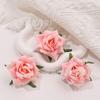 Cabeza de flor de rosa silvestre de simulación, tela de seda, esquina rizada, decoración de rosas, fondo de pared de flores de boda, arreglo floral, accesorios para el cabello de bricolaje
