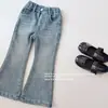 Jeans de Forro Polar para Niñas de Comercio Exterior Invierno 2025 Nuevos Pantalones Acampanados Elásticos de Cintura Alta Pantalones Gruesos Elegantes para Niños Pequeños